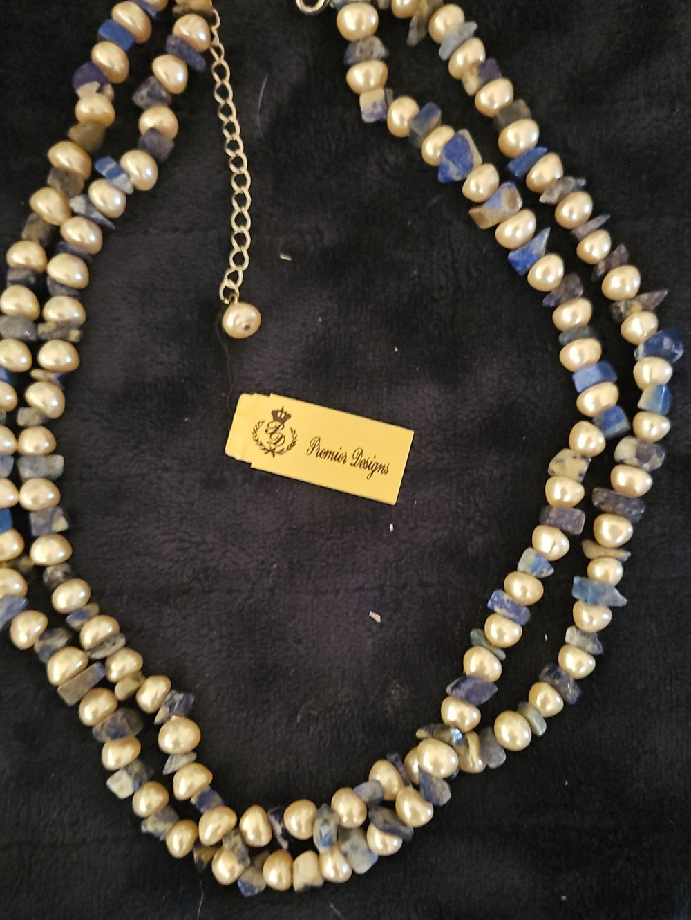 Premier Designs Gold and Sapphire-Tone Triple Strand Necklace
